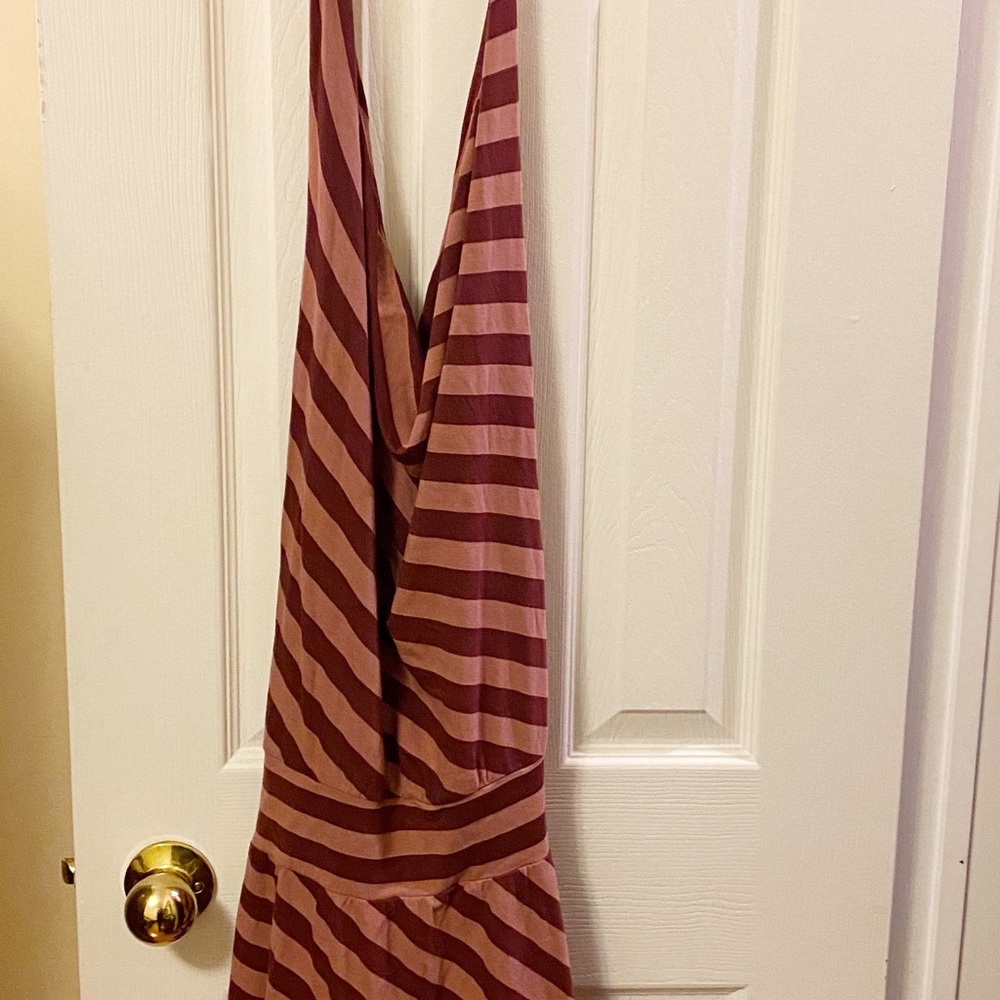 Ella Moss Striped Pink and Merlot Halter-Style Vacation Dress M
